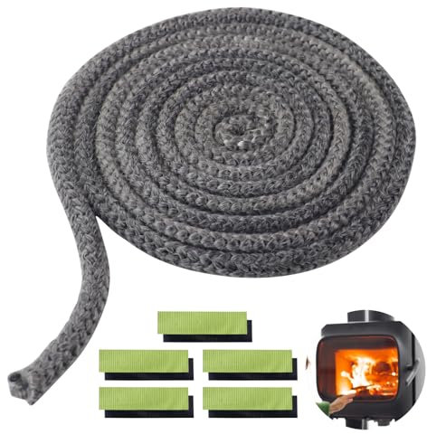 Junta de estufa de leña, cuerda ignífuga de fibra de vidrio, junta de estufa de pellets, alta temperatura, cinta aislante de fibra, para estufas, tubos de hornos, puertas de horno, chimenea (Φ 10 mm x