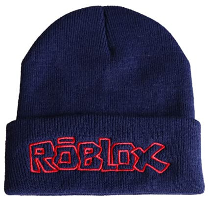 MAJEQZGY Roblox Beanie Strohmütze Strickmütze Roblox Winter Beanie Mützen Weiche Skimütze Wollmütze Geschenk für Kinder im Alter von Jugendliche (DE/NL/SE/PL, Alphanumerisch, L, 60, Marineblau)
