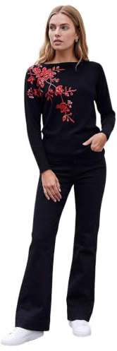 Roman Originals Women Diamante Embellished Jumper Ladies Sparkly Sequin Sweater Batwing Autumn Winter Knit Knitwear Glittery Shiny Casual Evening Going Out Party