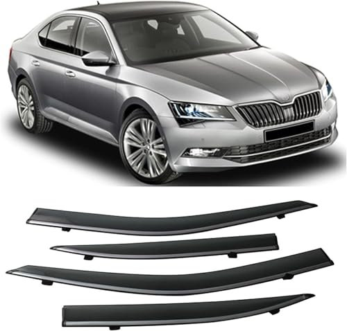 ZDDYUU Windabweiser für Skoda Superb 2016-2021, Autofenster Regenschutz Luftabweiser Regenabweiser Anklebbare Integrierte Deflektoren 4 Stück