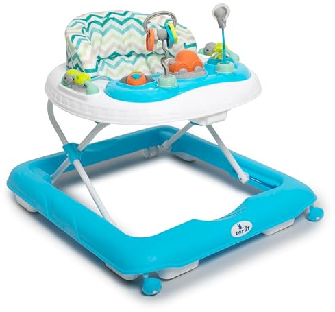 Toral Andador Bebes con Bandeja de Juegos y Altura Ajustable, Seguro Anticaídas, Correpasillos Bebe 1 Año, Tacata Bebe Ideal para Aprender a Caminar - Andador Bebe Modelo Sonajero Azul
