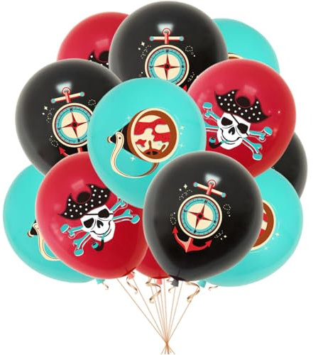 18 Stück 12 Zoll Piraten Luftballons Maritime Abenteuer Latex Ballons für Geburtstag Piraten Thema Party Dekorationen (Pirat)