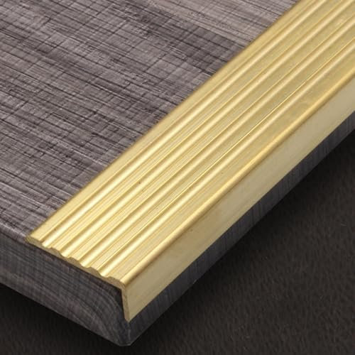 Profilo per bordi scale Battiscopa In Ottone Per Gradini In Legno, Battiscopa Per Scale Esterne Impermeabili, Bordatura Antiscivolo Per Scale Esterne, Protezione Per Bordi Scale In Vinile(W 5cm(2 in),