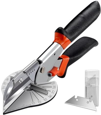 Ciseaux à mitre multi-angles, coupeur de biseau 45-135 degrés, outil manuel pour bois et PVC, avec 2 lames de rechange