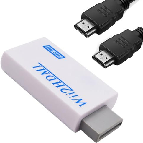 FENGRUI 1 Pcs Wii to Adapter with 1M Cable,Converter for Retro Game,Wii to Adapter 1080p/720p Connector Output Video with 3.5mm Audio Jack Compatible with All Wii Display Modes