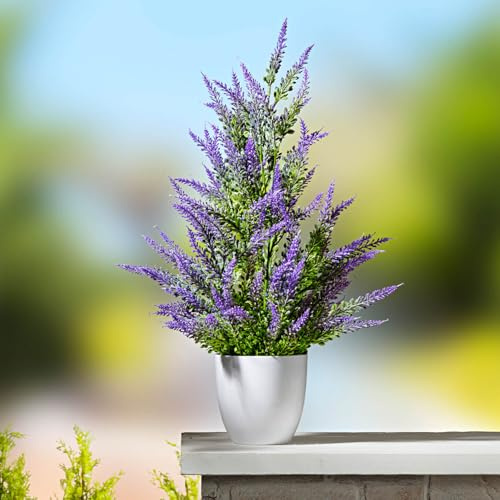 Coopers of Stortford - Artificial Potted Lavender – Tall & Lifelike with Pre-Arranged Pot – Easy-Care Display for Indoors or Outdoors – H58cm – Polyester Fabric & Plastic Construction