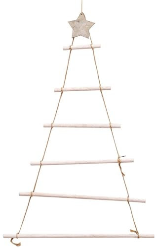 Árbol de Navidad colgante de la pared Árbol de Navidad colgante de madera de 7 capas con decoración de pared rústica de estrella para manualidades de bricolaje decoración de la puerta de la ventana