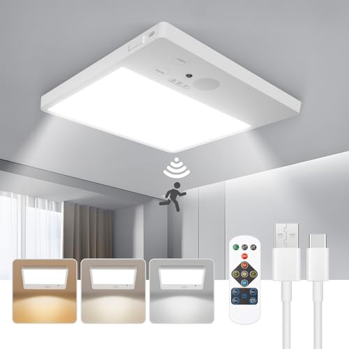 Tnight LED Deckenleuchte mit Bewegungsmelder & Fernbedienung - Dimmbar & Kabellos - 10000 mAh Akku - Ultralanger Laufzeit für Treppen, Flure, Garage