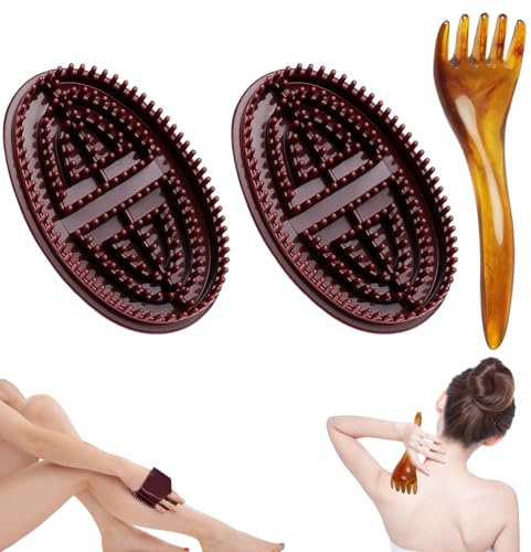 2PCS Massage Brush for Belly, Meridian Massage Brushes with Resin Massage Claw, Portable Body Massager for Muscle Relaxation at Home, Office, Travel, Compact Design for Easy Storage
