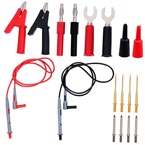 DIYEAH 18 pollici Kit Test Multimetro con Puntali Clip Isolati in Silicone per Elettricisti e Riparazioni Elettroniche