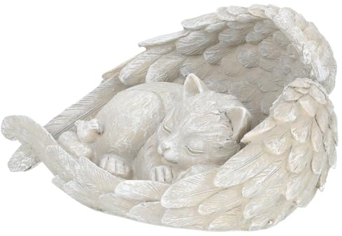 MUELODSIC Gedenkstein Katze aus Wetterfestem Harz Langlebige Katzenstatue für Innen und Außen Haustiergrab Denkmal für Garten und Hof
