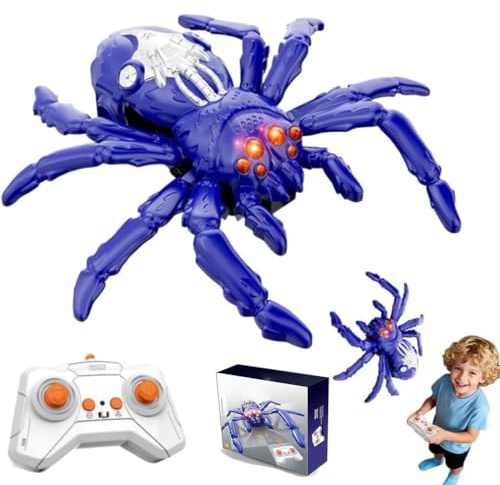 Wall Climbing Gecko Spider Toy, Ferngesteuerter Spider an der Wand Spielzeug, 360 ° Rotation Realistischer RC Spinnenroboter Mit LED-Licht, 2.4GHZ Wiederaufladbar Ferngesteuerte Spinne Spielzeug