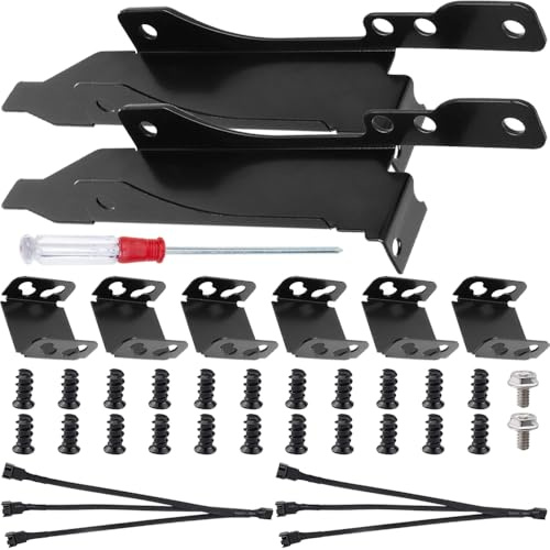 HAAMNING7 Dual Fan Mount Rack PCI Slot Bracket Kit, 12cm PC Fan Computer Radiator DIY Bracket Tool for GPU, with PWM Fan Splitter Cable, Cable Ties, Screws