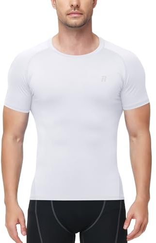 Runhit Kompressionsshirt Herren Kurzarm, Atmungsaktives Sportshirt mit Rücken Mesh, Schnelltrocknendes Compression T-Shirt für Fitness, Laufen & Gym