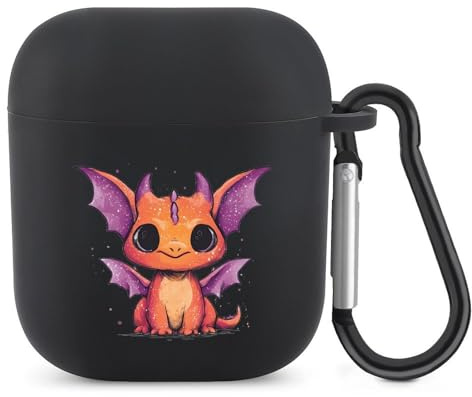 Cute Dragon Compatible with Airpods 1&2 Case Cover Soft TPU Protective Cover with Hanging Buckle