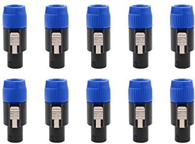 MOTOKU 10PCS Speakon 2 Pin Male Plug Compatible Audio Cable Connectors 2 Pole NL2 Compatible with Speaker/Amplifier