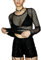 Crop Top Sexy Mujer Chica Camiseta Delgada de Manga Larga T Shirt Transparente Casual Clubwear para Fiesta Noche Bar (Negro, M)