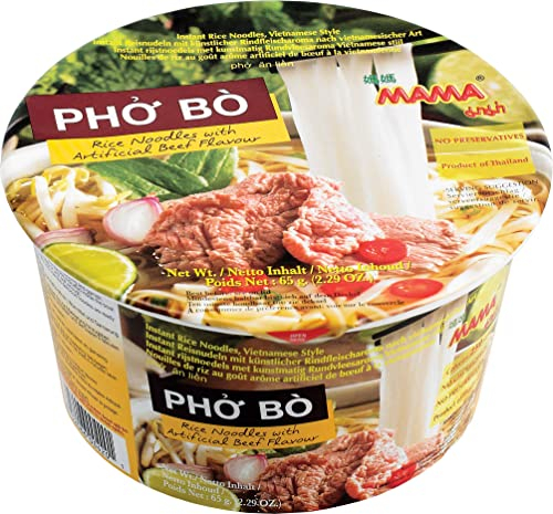 MAMA - Instant Reis Nudel Pho Bo Schüssel, 6er pack (6 X 65 GR)