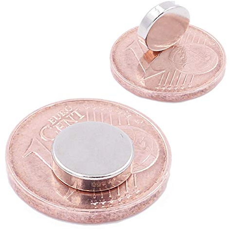 Brudazon | 10 Mini Scheiben-Magnete 8x2mm | N52 stärkste Stufe - Neodym-Magnete ultrastark | Power-Magnet für Modellbau, Foto, Whiteboard, Pinnwand, Kühlschrank, Basteln | Magnetscheibe extra stark