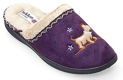 Padders Scotty Wide Fitting Open Back Womens Memory Foam Slippers (4 UK, Purple, numeric_4)