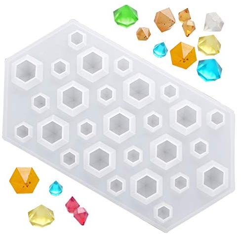 WANDIC Diamantform, 1 Packung 3D-Diamanten, durchscheinend, Silikonformen für Schmuck, Polymer, Ton