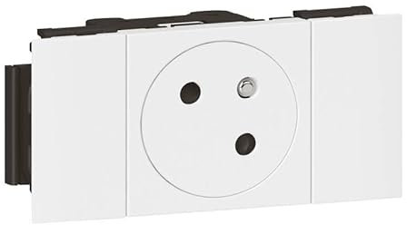 Prise de courant 2P+T Surface Soluclip blanc pour goulotte Mosaic à clippage direct 2 modules - LEGRAND