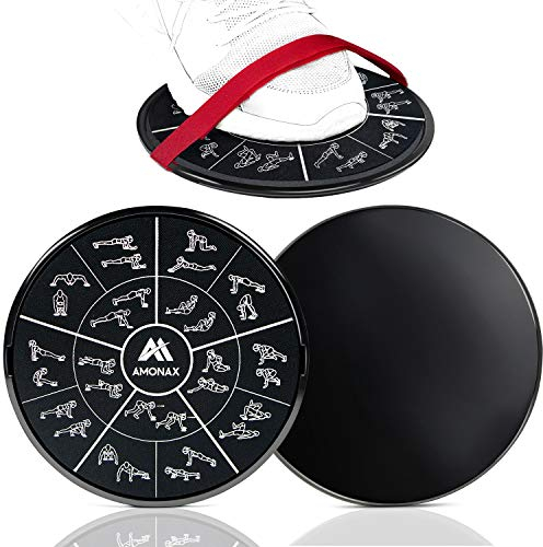 Gleitscheiben Fitness von Amonax - Doppelseitige Slider-Übung core fitness scheibe Gym Gliding Discs für Bauchmuskeltraining Übungen Teppich Holzböden für Hause Training, gleitscheibe sport slides