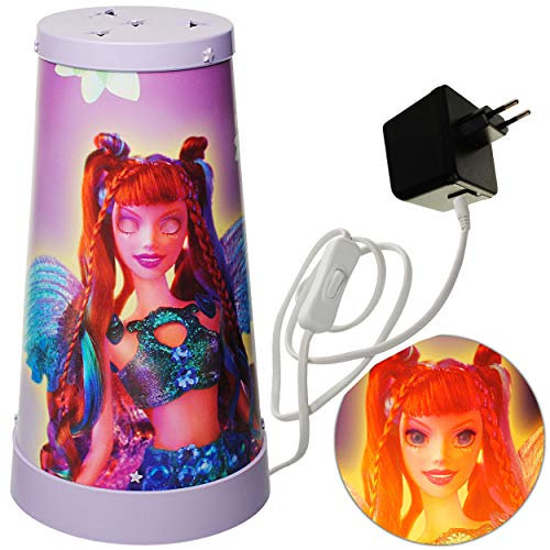 alles-meine.de GmbH LED Tischlampe - Fairies - Tinkerbell - mit Motivwechsel - EIN/Aus Schalter - 26 cm hoch - Projektorlampe/Projektor - Steckdose Tischleuchte für Kinder / ..