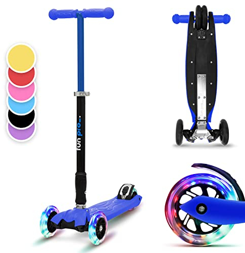 fun pro Two Roller Kinder 6 Jahre, ab Vorschulalter, bis 80KG Gewicht, der sichere Premium Roller Kinder, LED Räder Tretroller, Faltbar, für 6 7 8 9 Jahre
