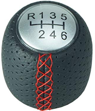 Do!LED perforierter Schaltknauf Schalthebel + Kappe rote Naht 6 Gang Ersatzteil kompatibel für ALFA ROMEO 159 (05-11) | ROMEO BRERA (06-11) | ROMEO SPIDER (06-11)
