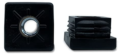 Doja Industrial | Gewindestopfen quadratisch | Endstück für Vierkantrohr 35 x 35 mm | Dicke 1,5 – 2 mm | 12 Stück | aus Polyamid | für Aluminiumtor, Stuhlkappe, Tischbein verstellbar ...