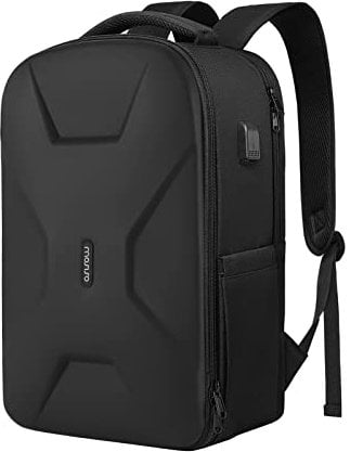 MOSISO Laptop Backpack with USB Charging Port for Women Men, 15.6 inch Laptop Rucksack Bag Waterproof Hardshell Travel Business Computer Bag, Anti-Theft Daypack with Luggage Strap, Black