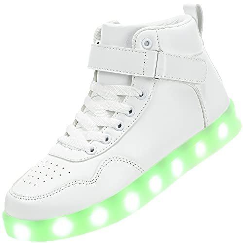 APTESOL Unisex LED Leucht Schuhe High-Top Licht Blinkt Sneaker USB Aufladen Shoes für Damen Herren (Weiß,41)