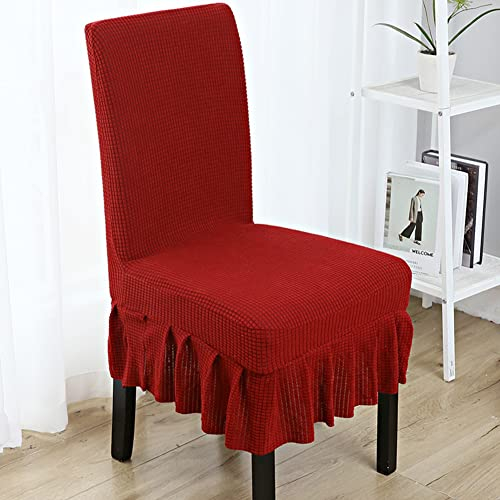 Ricemru Rock Stuhl Bezüge 4 Stück Rot Stuhlhussen Universal Stretch Dicker Stoff Stuhlhussen Landhaus Elegant Stuhlbezug Stuhlschutz Abnehmbare Abdeckung Esszimmer
