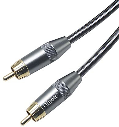 Oluote Cable de Subwoofer de Audio RCA, Cable de Audio Digital Coaxial Cable de Audio Coaxial Estéreo RCA Macho a RCA Macho Para Cine en Casa, HDTV, Amplificador Altavoz Barra de Sonido (1.5M)
