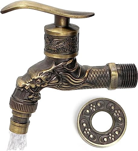 Antiguo Faucet Latón, Genérico Antiguo Faucet, Grifo Exterior Jardin Decorativo, Grifo de Pared Vintage, Adecuado Para el Hogar, Cocina, Baño, Jardín al aAire Libre
