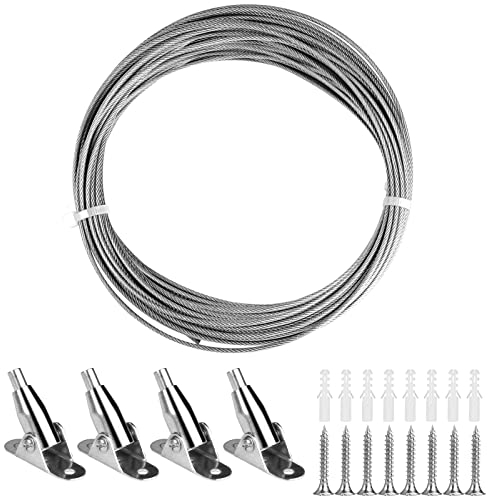 Cable Acero Trenzado 2mm x 10 M, Cable de Acero Revestido de PVC, Cable Acero plastificado para Cortinas, Alambre Acero Inoxidable, para Tendedero, Exteriores Suspensión, Colgar Luces de Cadena