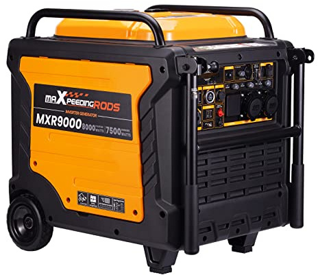 maXpeedingrods 8000W Petrol Inverter Generator with ATS Interface, E-Start | Electric Start/Remote Start, Digital Control Center, with Wheels and Extendable Handle for Homes, Workshops, Garages