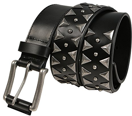 GSG Nietengürtel für Damen Rindsleder Nieten Punk Rock Nieten Gürtel Schwarz 30-34 inch
