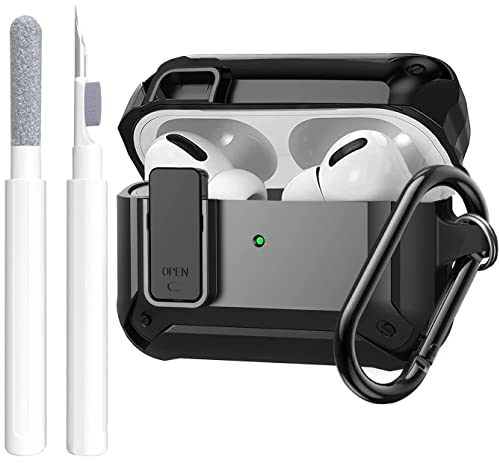 OTOPO Protective Cover for AirPods Pro Case, Shockproof Rugged Shell with Cleaning Kit, Compatible with AirPods Pro 2nd/1st Charging Case (Black)