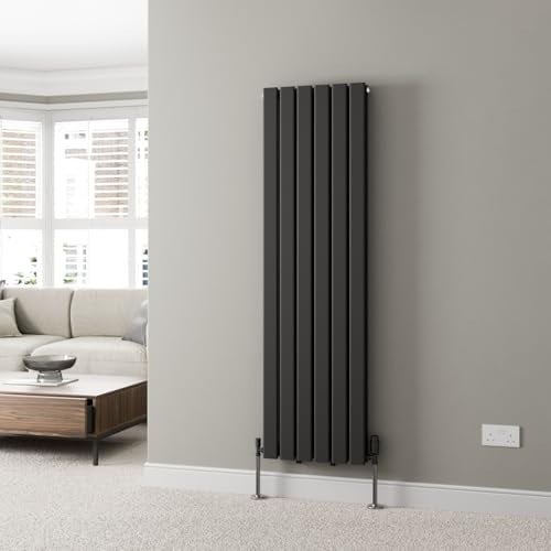 DuraTherm® 1600 x 456mm Black Vertical Designer Radiator Double Column Flat Panel Modern Central Heating Panels Bathroom Radiators