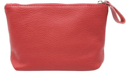 FrasiBags Beauty Case da Viaggio in Vera Pelle, Beauty Case Donna, Pochette per Trucchi Donna, Trousse Astuccio da Viaggio, Organizer Trucchi Made in Italy (Rosso)