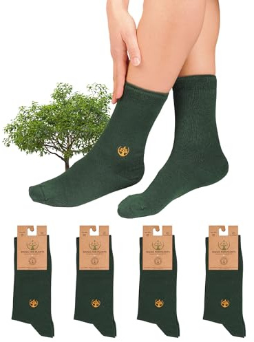 Socks For Plants Bambussocken für Damen & Herren - Anti-Schweiß Sportsocken, Socken 4er Paar Größe 35-46 Anti-schweiß robuste Tennissocken hoch unisex