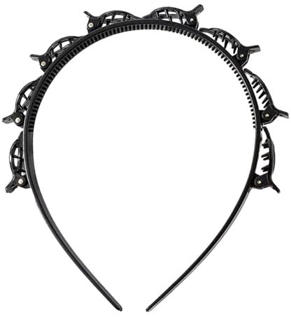 Hairpin Headband, Serre Tete Pince, Headband With Clips, Double Bangs Hairstyle Hairpin, Bandeau À Tresse Torsadée Double Couche, Femmes Serre-tête De Bande De Cerceau De Cheveux Pour Mariages, Fêtes