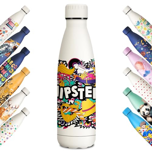 KollyKolla Borraccia Termica Bambini 500ml, Stampa 3D Borraccia Termica, Borracce Termiche, Bottiglia Acqua Senza BPA, Borracce per Bambina, Scuola, Sport, Yoga, Campeggio, Ciclismo