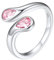 Silvora Damen Frauen Silberring 2mm breit Toi Et Moi Rosa Turmalin Bandring 925 Sterling Silber Offenes 2 Geburtsstein Vorsteckring Zirkonia Trauringe Memoire Ring
