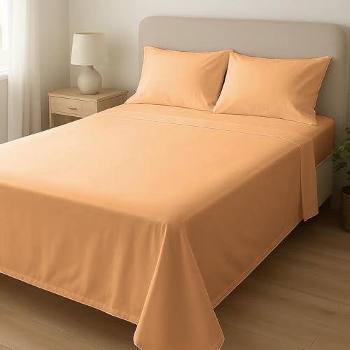 Home Sweet Home UK Microfibre Flat Sheets Double Size Breathable, Anti Wrinkle & Fade Resistant Bed Sheets 135x190cm Double Flat Sheet Washable Flat Bed Sheet For Double
