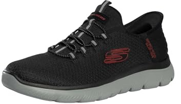 Skechers Men's Slip-Ins Summits High Range Trainers, Black/Red, 8 UK