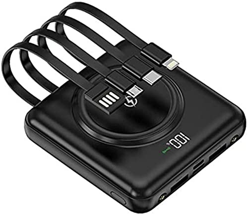 Power Bank Portable Charger Fast Charging External Battery Pack Mini 20000Mah Portable Charger Qi Wireless USB Fast Charging Phone External Battery with Four Wires, for 99% of USB