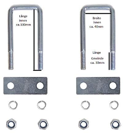 ProPlus 2X Zurrbügel U-Bügel eckig M10 verzinkt, Silber, 40 x 110 mm, 2 Stück